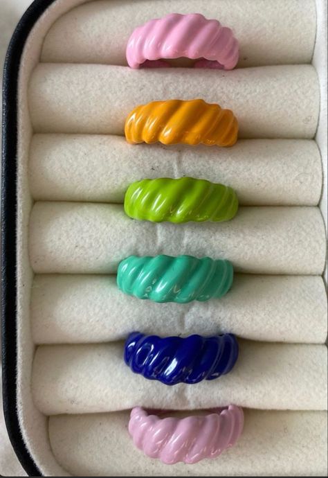 Fimo, Fimo Rings, Preppy Ring, Colourful Rings, Candy Rings, Fimo Ring, Diy Clay Rings, Evry Jewels, Colourful Jewellery