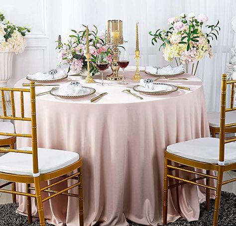 Blush Tablecloth Wedding, Pink Tablecloth Wedding, White Wedding Linens, Champagne Sequin Tablecloth, Blush Tablecloth, Blush Wedding Reception, Gold Sequin Tablecloth, White Round Tablecloths, 120 Round Tablecloth