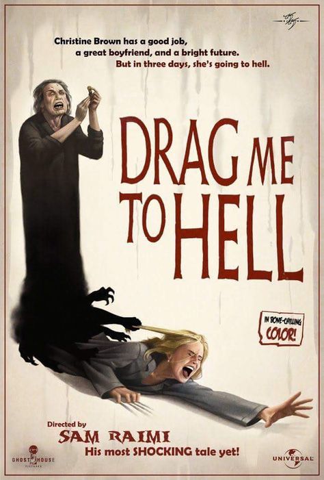 Horror Movie Poster Art : Drag Me To Hell 2009 Alison Lohman, Drag Me To Hell, Horror Movies List, Horror Fanatic, Sam Raimi, Film Posters Art, Horror Themes, Horror Posters, Movie Covers