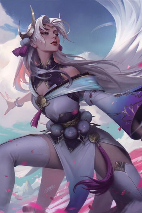 Spirit Blossom Irelia (FAN ART) by Bo Chen Bo Chen, Taiga Anime, Art Splash, Spirit Blossom, Spider Lily, Drawing Body Poses, Jinx League Of Legends, Splash Art, Concept Art Drawing