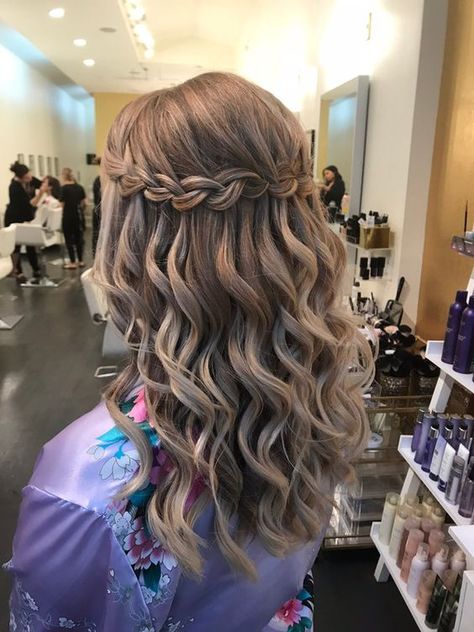 Prom Hairstyles, Wedding Hair Down, Kardashian Hair, Homecoming Hairstyles For Medium Length, Waterfall Braid, Girl Haircuts, Braided Hairstyles For Wedding, Hoco Hair, Wedding Hairstyles Updo