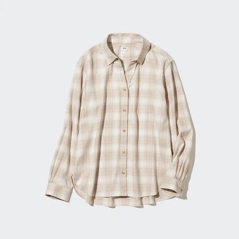 Uniqlo Shorts, Uniqlo Shirt, Shirt Blouses Women's, Uniqlo Tops, White Linen Shirt, Plaid Short Sleeve Shirt, Uniqlo Women, Flannel Tops, Checkered Shirt