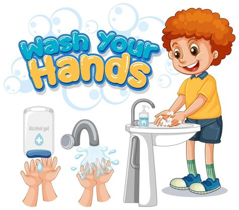Wash Hands Illustration, Hands Poster Design, Wash Your Hands Poster, Mouth Cartoon, Classroom Bulletin Boards Elementary, Hands Illustration, Hand Washing Poster, Hand Clipart, Hand Washing Station