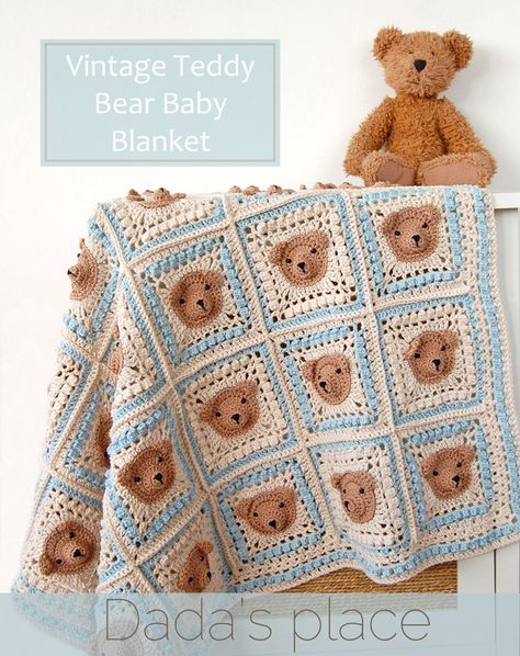 Crochet baby blanket patterns – Page 3 Crochet Pattern Teddy Bear, Bear Baby Blanket, Teddy Bear Baby Blanket, Pattern Teddy Bear, Teddy Bear Crochet, Granny Square Haken, Bear Blanket, Crochet Teddy Bear Pattern, Bear Crochet