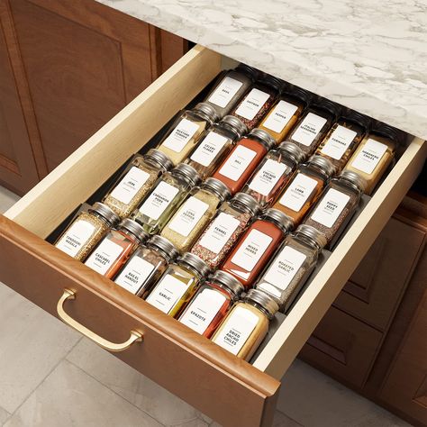 PRICES MAY VARY. Complete Drawer Spice Organizer Set: 1 x Drawer Spice Rack, 24 x Square Empty Glass Spice Jars, 378 Minimalist White Spice labels Large Capacity 4-Tier Tray: Organize all your spices and more throughout your home; Tray will not crack and it is easy to wipe clean 4 Tier Spice Rack: Inclined board design make it easy to locate and quickly grab what you need, comes in strong steel and good finished 24 Spice Jars: Spice jars are made from high-quality durable glass, feature pour or Spice Drawer Organizer, Drawer Spice Rack, Spice Organization Drawer, Seasoning Rack, Spice Drawer, Glass Spice Jars, Spice Labels, Spice Bottles, Kitchen Storage Solutions