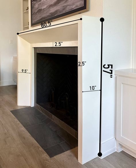 How To Frame A Fireplace, Fireplace With No Hearth Ideas, Building Out Fireplace Surround, Tv Fireplace Placement, Build Around Fireplace, Update Fireplace Surround Diy, Fireplace Surrounds With Tv Above, White Tall Fireplace, Black Fireplace Design