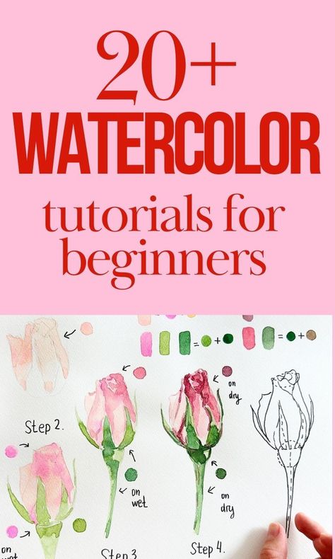 How to paint in watercolor | How to draw for beginners | Watercolor tutorials easy step by step #watercolor#howtopaint Watercolour Step By Step Tutorials, Learn To Paint With Watercolors, How To Paint Watercolor Flowers Step By Step, Beginner Watercolor Projects, Watercolour Inspiration For Beginners, Learn How To Paint Step By Step, Easiest Watercolor Painting, Learn How To Watercolor Paint, Watercolor 101 Tutorials