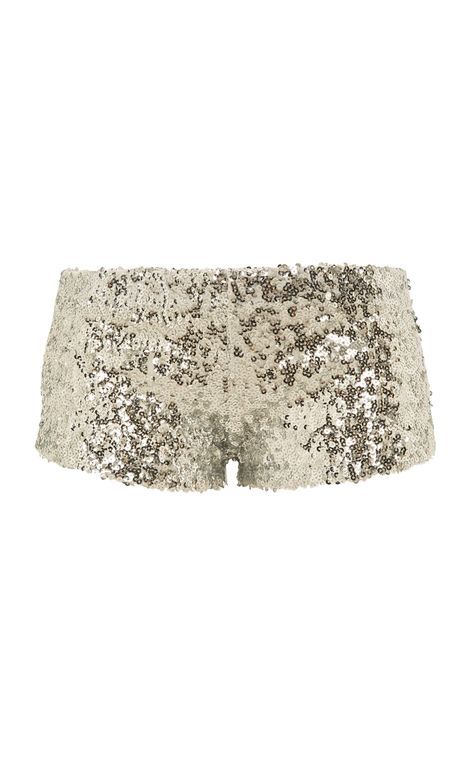 Dash Sequined Mini Shorts By Siedrés | Moda Operandi Silver Metallic Shorts, Mini Shorts Outfit, Sequin Shorts Outfit, Sequined Fabric, Sparkly Shorts, Glitter Shorts, Nye Fashion, Sequin Short, Metallic Shorts