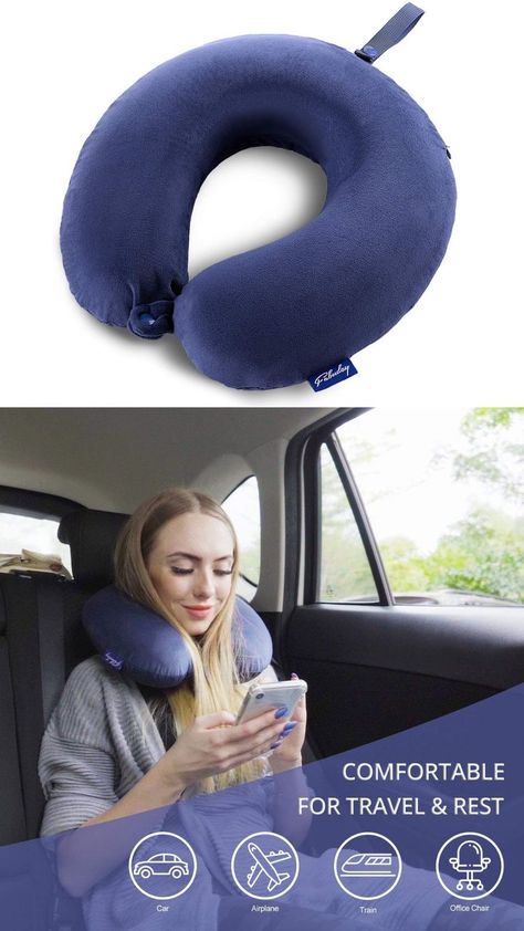 Fabuday Travel Pillow Memory Foam - Head Neck Support Airplane Pillow for Traveling, Car, Home, Office, Travel Neck Flight Pillow with Attachable Snap Strap Soft Washable Cover Travel Pillow Diy, Travel Pillow Airplane, Airplane Pillow, Food Pillows, U Shaped Pillow, Inflatable Pillow, Foam Head, Memory Foam Pillows, Air Pillow