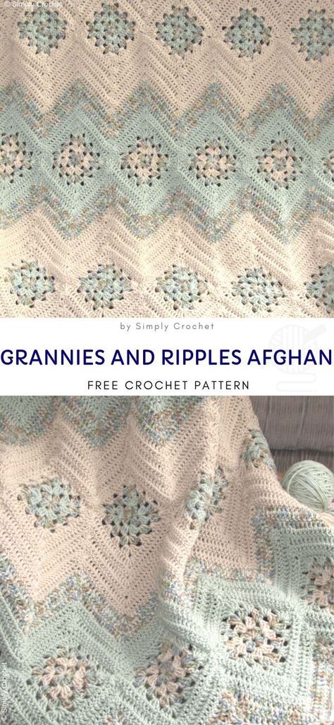 Crochet Borders For Blankets, Motifs Afghans, Corak Krusye, Crochet Ripple Afghan, Crochet Ripple Pattern, Ripple Blanket, Afghans Crochet, Confection Au Crochet, Simply Crochet