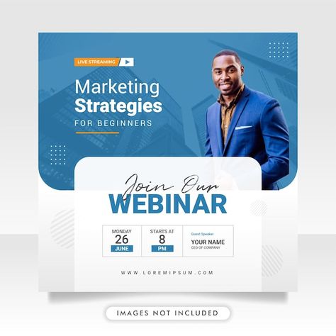 Live Webinar Poster, Digital Marketing Poster Design Ideas, Social Media Posts Design Ideas, Invitation Poster Ideas, Webinar Social Media Post Design, Creative Webinar Poster Design, Webinar Banner Design, Learning Poster Design, Webinar Creative Ads