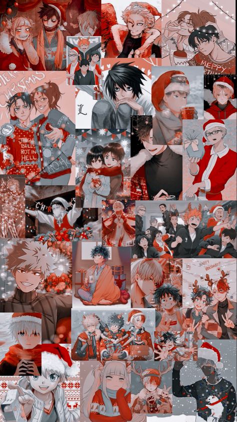 Natal, Anime Christmas Wallpaper Iphone, Christmas Anime Wallpaper Iphone, Anime Christmas Fanart, Haikyuu Christmas Wallpaper, Mha Christmas Wallpaper, Attack On Titan Christmas, Christmas Anime Wallpaper, Anime Christmas Wallpaper