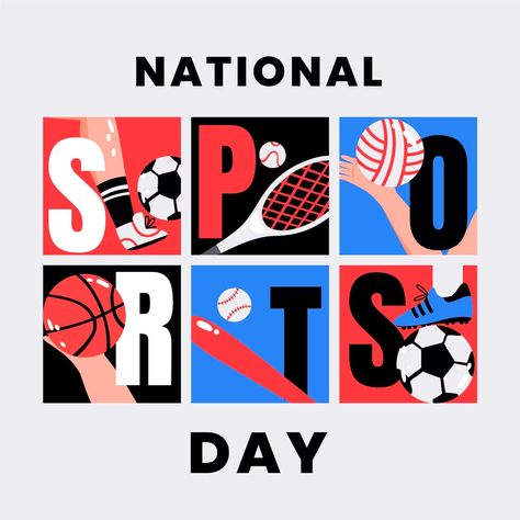 Sports Day Flyer, Sports Day Banner, Sports Day Decoration, Sports Day Poster, Poster Design Competition, National Sports Day, Adobe Illustrator Graphic Design, Day Illustration, Sport Banner