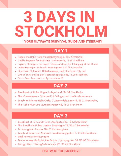 A Perfect Stockholm Itinerary: 3 Days in Stockholm - Girl With The Passport Stockholm Itinerary, Euro Winter, Sweden Trip, Stockholm Girl, Stockholm Travel, Visit Stockholm, Europe 2024, Stockholm City, Sweden Travel