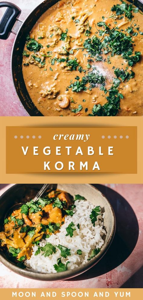 Korma Recipe Vegetable, Essen, Vegan Recipes With Yogurt, Indian Veggie Curry Recipes, Vegan Korma Curry, Indian Food Vegetables, Vegan Indian Recipes Healthy, Vegan Korma Recipe, Veg Heavy Meals