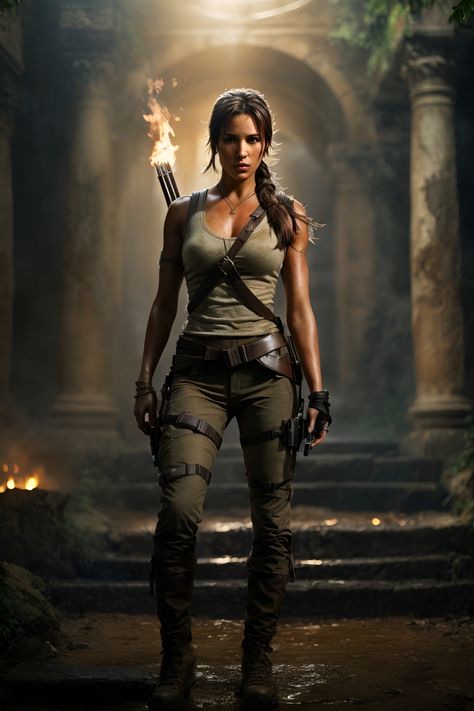 Action Movie Female Outfits, Tomb Rader Couple Costume, Video Games Characters Female, Tomb Raider Inspired Outfit, Female Video Game Characters Cosplay, Lara Croft Tomb Raider Game, Women Video Game Characters, Lara Croft Aesthetic Outfit, Tomb Rider Costumes