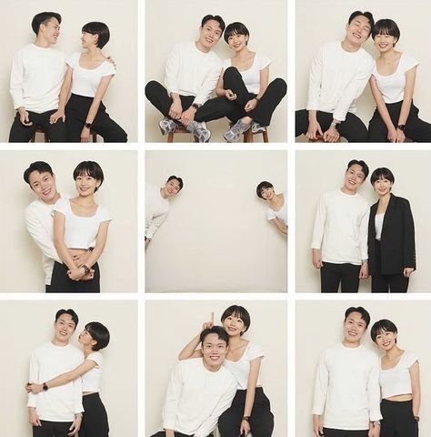 Self Photoshoot Couple Poses, Self Studio Pose Ideas, Couple Self Studio Poses, Selfshoot Studio Poses, Self Shoot Studio Couple Poses, Couple Poses For Studio Photoshoot, Self Photoshoot Studio Poses Couple, Self Bukchon, Self Portrait Photography Couple Studio