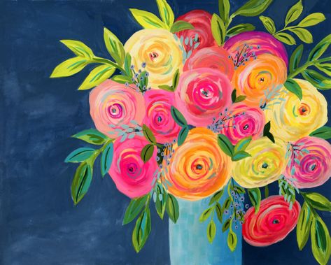 (3) Paint a Stunning, Dramatic Bouquet! (even if you think you're "not creative") | Suzanne Allard | Skillshare Suzanne Allard, Flowers In Vase Painting, Gouache Flowers, Flower Bouquet Painting, Abstract Flower Art, Abstract Flower Painting, Spring Painting, Night Painting, Mini Canvas Art