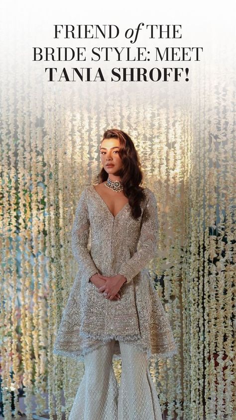 While Athiya slayed all of her looks at her wedding, we were enamoured by her friend Tania Shroff who looked like a million bucks at every wedding event. From a demure Anita Dongre lime green set to a fun Abu Jani Sandeep Khosla look, she had a statement look for each event. So we decided to give you a little glimpse behind what went behind all these looks – from outfit to makeup to jewellery – all the deets from the diva herself! Friends Wedding Indian Outfit, Friend Wedding Outfit Indian, Wedding Outfits Indian Sisters, Sangeet Outfit Sisters, Tania Shroff, Engagement Outfits Indian, Indo Western Outfits For Women, Bridesmaid Indian, Abu Jani Sandeep Khosla