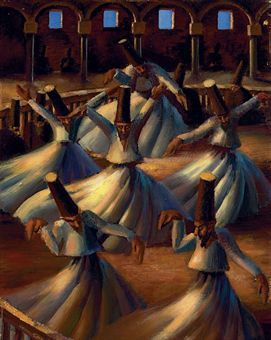 "The Whirling Dervishes" by Mahmud Said (Painting) Egyptian Artists, Circle Dance, Ar Art, Egyptian Painting, Whirling Dervish, Middle Eastern Art, Iranian Art, Eastern Art, Arabic Art