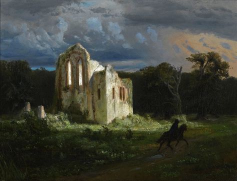 Ruins, Moonlight Landscape, Moonlit Landscape, Japanese Drawing, Caspar David Friedrich, Musée D'orsay, Old Paintings, A4 Poster, Classical Art