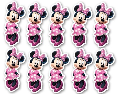 Minnie Mouse Party, Minnie Mouse Cupcake Topper, Minnie Mouse Cupcake Toppers, Minnie Mouse Cupcakes, Birthday Party Crafts, Unicorn Stickers, Minnie Mouse Birthday Party, Mini Mouse, Cupcake Topper