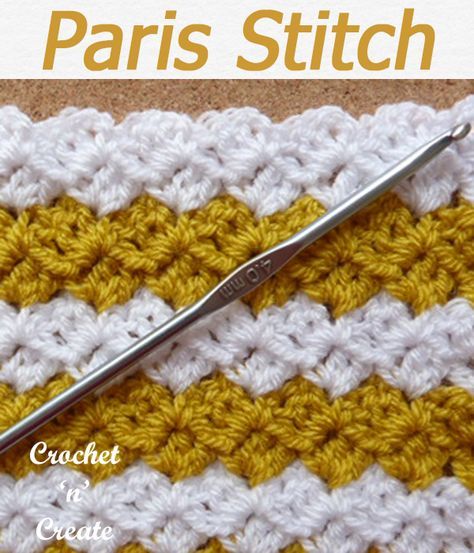 Paris Stitch Crochet Pattern, Crochet Paris Stitch, Paris Stitch Crochet, Crochet Houndstooth Stitch, She’ll Crochet Stitch, Bag O Day Crochet Tutorials Free Pattern, Flower Crochet Stitches, Miss Stitch Crochet, Cool Crochet Stitches