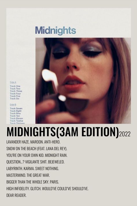 Famous Music Artists, Midnight Song, Taylor Swift Album Cover, Taylor Songs, Music Poster Ideas, Taylor Swift Posters, Writing Inspiration Prompts, Music Album Cover, Taylor Swift Album