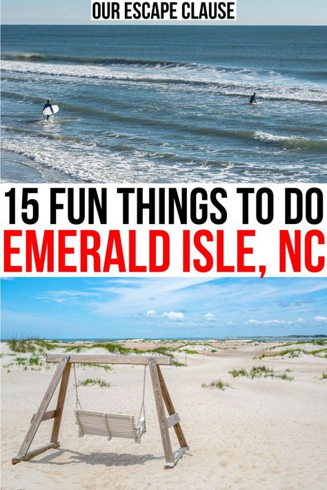 Planning a trip to the beach? Here's what to do in Emerald Isle and nearby! best things to do in emerald isle nc | emerald isle north caorlina | crystal coast nc | north carolina crystal coast | beach towns north carolina | things to do near morehead city nc North Carolina Backyards, Emerald Island North Carolina, Newport North Carolina, Morehead City Nc, Beach Vacation Activities, Crystal Coast North Carolina, Outer Banks North Carolina Vacation, Emerald Isle North Carolina, Atlantic Beach Nc