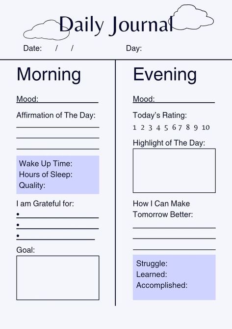 Daily Reflection Journal Template, Positivity Journaling, Daily Journal Template, Importance Of Self Care, Morning Journal Prompts, Journal Inspiration Writing, Morning Journal, Bullet Journal Ideas Templates, Healing Journaling