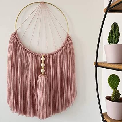 Pink Macrame Wall Hanging, Macrame Ring, Pink Macrame, Floral Hoop Wreath, Art Macramé, Macrame Rings, Yarn Wall Art, Macrame Wall Hanging Diy, Macrame Wall Hanging Patterns