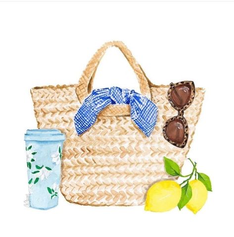 Summer Fashion Illustration, Bag Illustration, Summer Illustration, Tropical Wall Art, 수채화 그림, Beautiful Drawings, Live Your Life, Cool Artwork, Watercolor Illustration