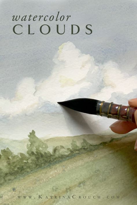 Croquis, Easy Landscapes To Paint Watercolor, Best Paper For Watercolor Painting, Watercolour Landscape Step By Step, How To Paint Clouds Watercolor Step By Step, Painting Skies In Watercolor, Watercolor Cards Tutorial, Watercolour Clouds Easy, Diy Watercolor Landscape