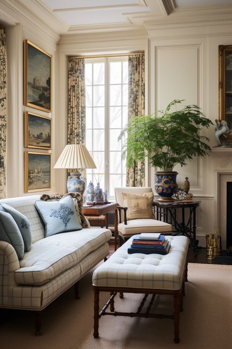 50+ Old Money Living Room Decor Ideas Walnut And Cream Interior, Keeping Room Furniture Ideas, Old English Living Room Decor, 2024 Family Room Decor Trends, Old Money Aesthetic Home Decor, French Provincial Living Room Ideas, Old Money Furniture, Traditional Small Living Room, Living Room Decor Classic