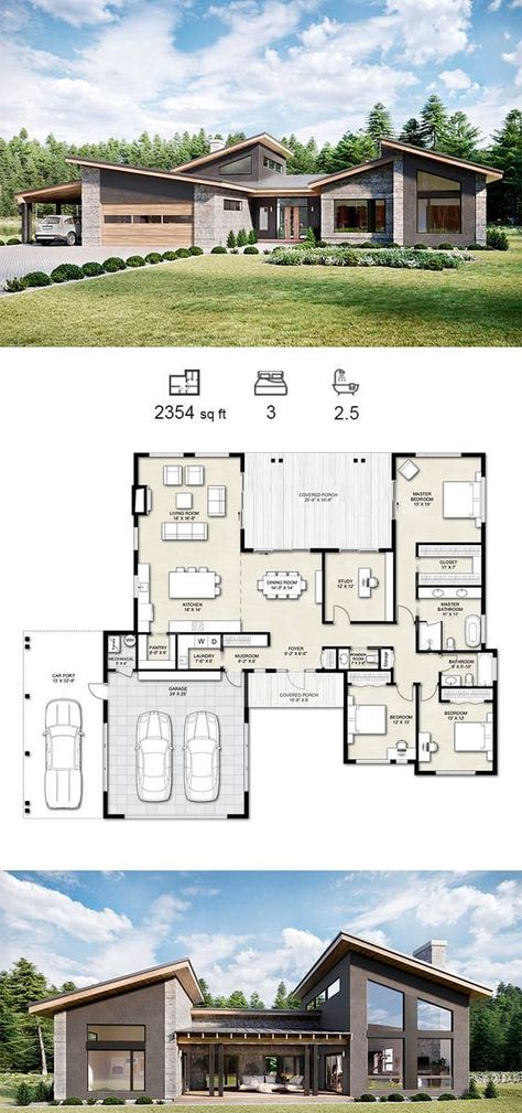 U Shape Courtyard House, U Shape Home Design, 3 Bedroom Home Floor Plans Bungalows, Midcentury Modern Home Floorplan, U Shaped House Interior, 1 Story House 3 Bedrooms, One Story Courtyard House Plans, Mid Century Modern Home Floor Plans, Modern Courtyard House Plans