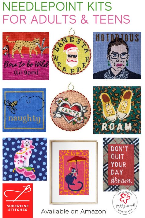 Funny Needlepoint, Modern Needlepoint, Embroidery And Cross Stitch, Stamped Embroidery Kit, Modern Embroidery Kit, Projects For Adults, Subversive Cross Stitch, Needlepoint Tapestry, Stuck At Home