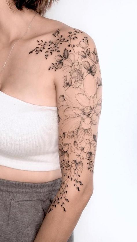 Ehe Tattoo, Half Sleeve Tattoo Upper Arm, Tattoos For Women With Meaning, Tattoo Bunt, Tigh Tattoo, Unique Half Sleeve Tattoos, Arm Sleeve Tattoos For Women, Tattoos For Women Half Sleeve, Upper Arm Tattoos