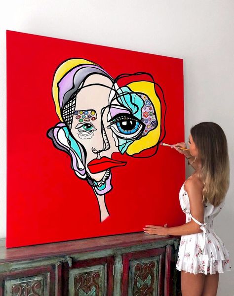 Contemporary Art Inspiration, Pop Art Paintings Acrylic, Art For Sale Original, Modern Art Ideas, Popular Art Paintings, Contemporary Art Drawing, Contempary Art, Famous Modern Art, Face Art Painting