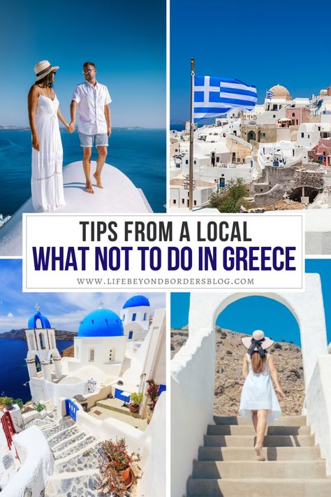 Is travel to Greece something you're planning? READ THIS before you go! Here are the Dos and Dont's in Greece from a resident. This essential Greece travel tips will ensure you have a great Greece holiday - these things to NOT do in Greece include everything from clothing to transportation, and so much more! | Greece vacation | Greece travel tips | Greece holiday | what to do in Greece | what not to do in Greece | Europe travel | Greece tips | Greece advice | travel tips | #Greece #traveltips Must See In Greece, Where To Visit In Greece, Travelling To Greece, Top Things To Do In Greece, Greece In Fall Outfits, Places In Greece To Visit, Where To Go In Greece, Best Time To Visit Greece, Greece Moodboard Aesthetic