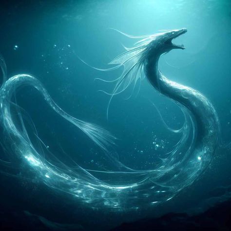 Norse Sea Serpent, Water Serpent Art, Mythic Sea Creatures, Water Snake Fantasy Art, Sea Snake Fantasy Art, Ocean People Fantasy Art, Water Snake Art, Ocean Mythical Creatures, Ocean Fantasy Creatures