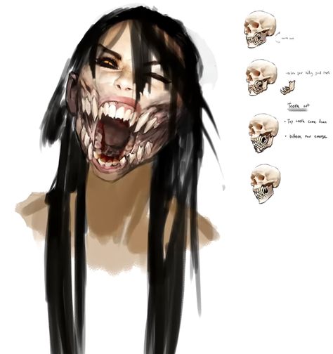 Unhinged Jaw Drawing, Hecate Moodboard, Teeth Art, Art Models, Art Steampunk, Mortal Kombat X, Wow Art, Creature Concept Art, 판타지 아트