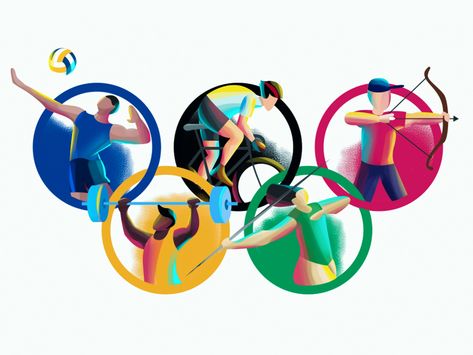 Olympic Sports Illustration, Sport Drawing Illustration, Sport Illustration Graphics, Olympic Games Illustration, Olympics Illustration, Athlete Illustration, Wall Command Center, Olympics Design, Sports Day Poster