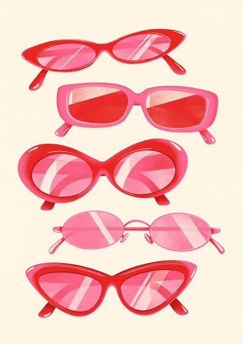 Graphic Design Aesthetic Art, Fun Prints Aesthetic, Retro Vintage Prints, Sunglasses Illustration Graphics, Wall Decor Prints Printables, Aesthetic Pink Pictures For Wall, Aesthetic Wall Collage Photos, Pink And Red Prints, Retro Art Print