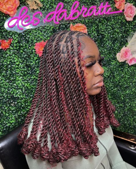 Invisible Loc Bob With Curls, Boho Invisible Locs, Invisible Locs Hairstyles, Red Twists, Invisible Locks, Invisible Locs, Hairstyles Idea, Red Hairstyles, Type Of Hair