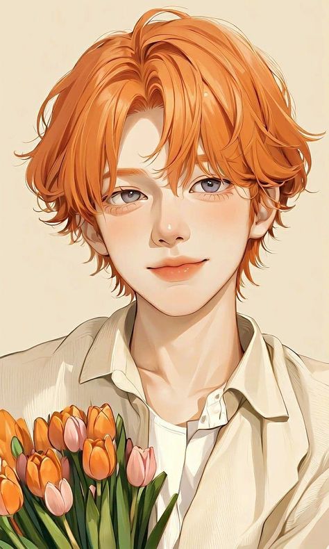 Male Character Drawing Reference, Manly Character Design, Orange Hair Oc Male, Ginger Anime Boy, Boy Reference Drawing, Pretty Boy Drawing, Digital Art Boy, Boy Digital Art, Man Digital Art