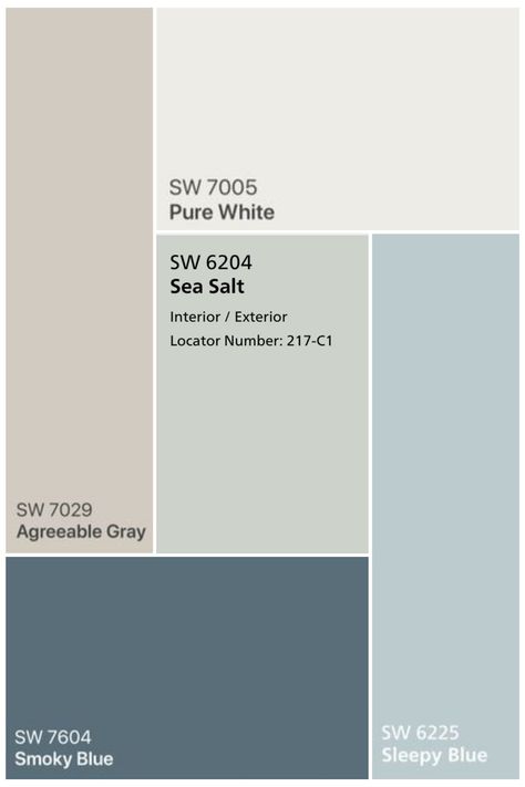 Fasad Design, Coastal Paint, Beach House Colors, Coastal Color Palette, Eksterior Modern, House Color Palettes, Paint Color Schemes, Coastal Colors, House Color Schemes