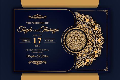 Mandala Wedding Invitation, Mandala Wedding, Golden Mandala, Camera Drawing, Islamic Background, Event Card, Mandala Background, Gold Mandala, Arabesque Pattern