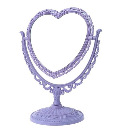 Kawaii, Pastel, Princess Mirror, Pastel Heart, Princess Makeup, Double Sided Mirror, Mirror Compact, Purple Mirror, Heart Mirror