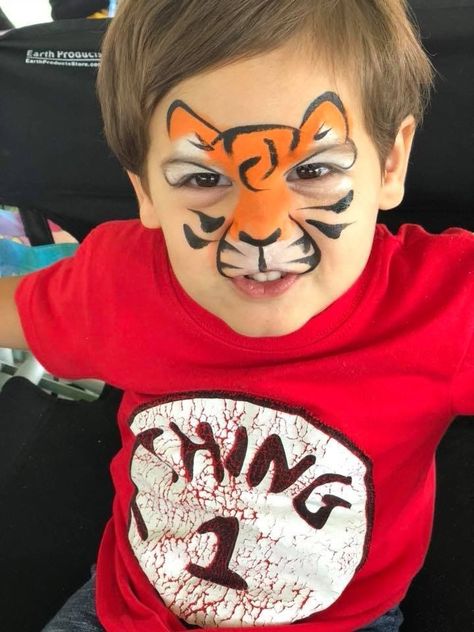 Face Paint Tiger Easy, Face Painting Tiger Easy, Most Popular Face Paint Designs, Easy Beginner Face Painting, Face Painting Tutorials Videos, Full Face Painting Ideas, Zoo Face Paint, Animal Face Paint Easy, Easy Facepainting Kids