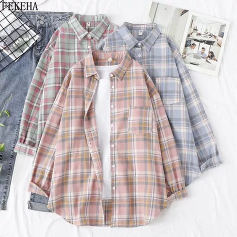 Plaid Shirts Womens Blouses And Tops Long Sleeve Female Casual Print Shirts Loose Cotton Checked Lady Outwear Spring News|Shirt| - AliExpress Casual Plaid Shirt, Autumn Jacket Women, Cotton Tops Women, Casual Outwear, Cotton Plaid Shirt, Straight Clothes, Plaid Shirts, Outwear Women, Ladies Tops